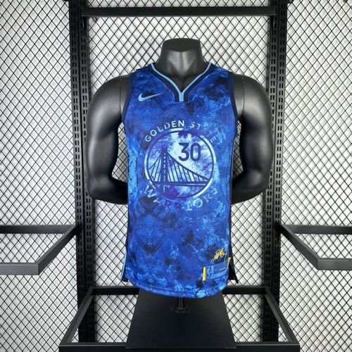 NBA 30 Stephen Curry Golden State Warriors Honor Edition Maillot bleu